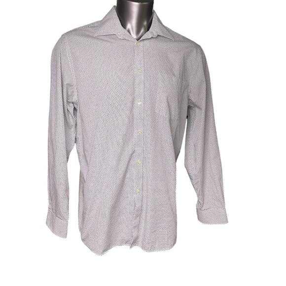 Mens Michael Kors Button Up Dress Shirt Tailored Fit Size L Blue c White Blue c - Picture 1 of 9